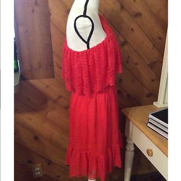 New LOVE FIRE CLOTHING Coral Lace Ruffle DRESS XL - Picture 4 of 12